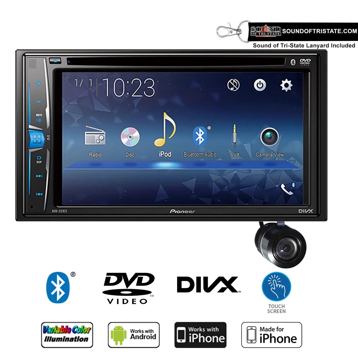 Style Pioneer Backup AVH-221EX Camera with Multimedia DVD-Receiver Bullet