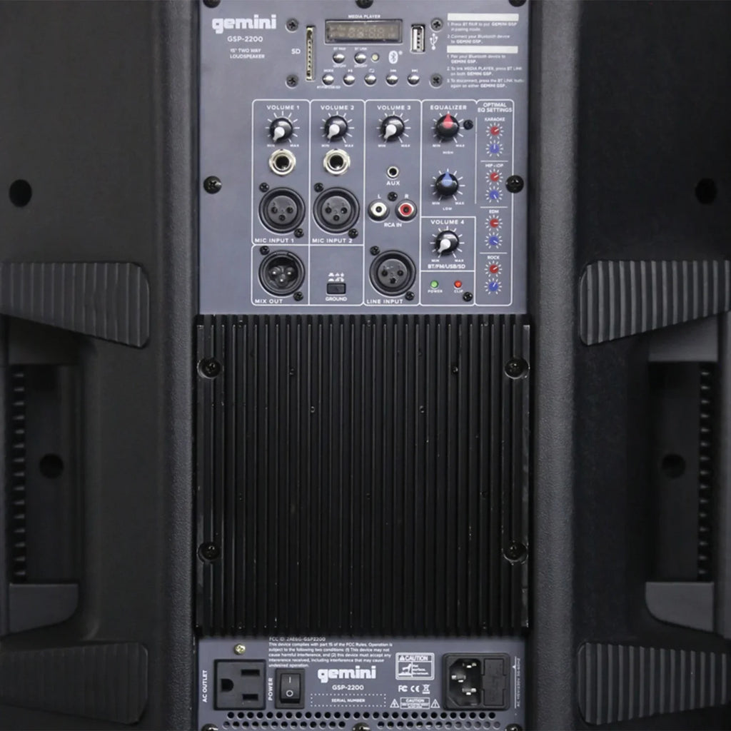 Player Dual & Wireless Built-In UHF GSP-2200 System Microphone with 843631171035 Ultra 2,200 Bluetooth Gemini Watt Media GMU-M200 Powerful Peak , Speaker