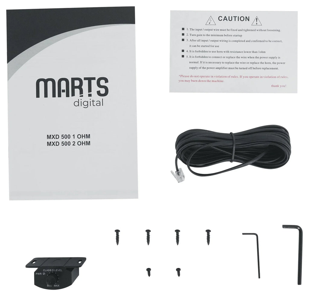500 Kit 1 500w MXD Digital Amplifier+Bass Marts RMS Car Mono Remote+Amp OHM