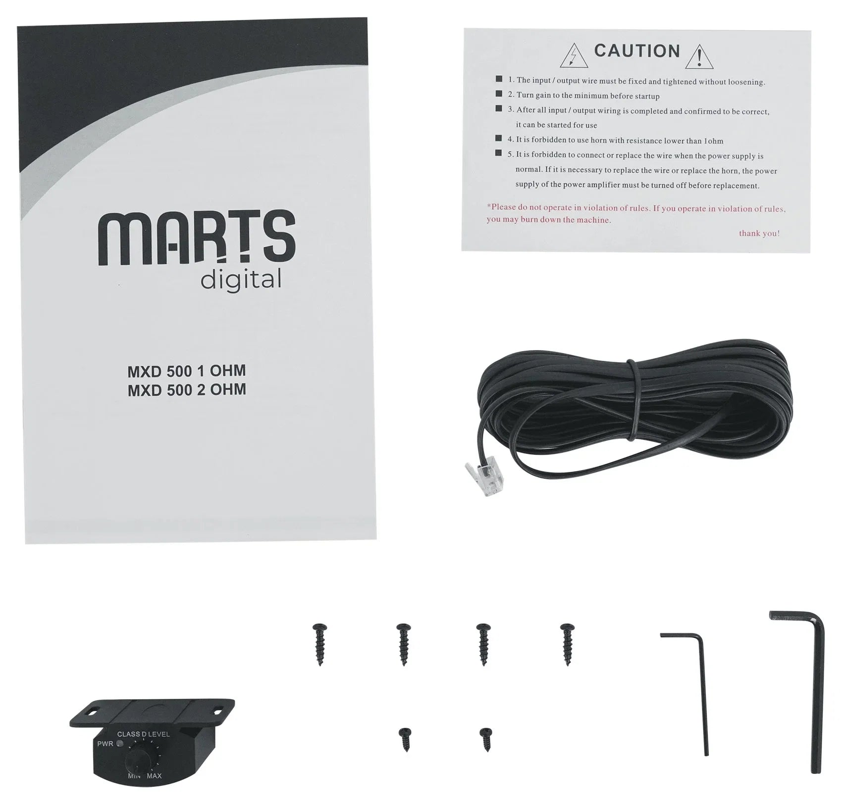 500 Kit 1 500w MXD Digital Amplifier+Bass Marts RMS Car Mono Remote+Amp OHM