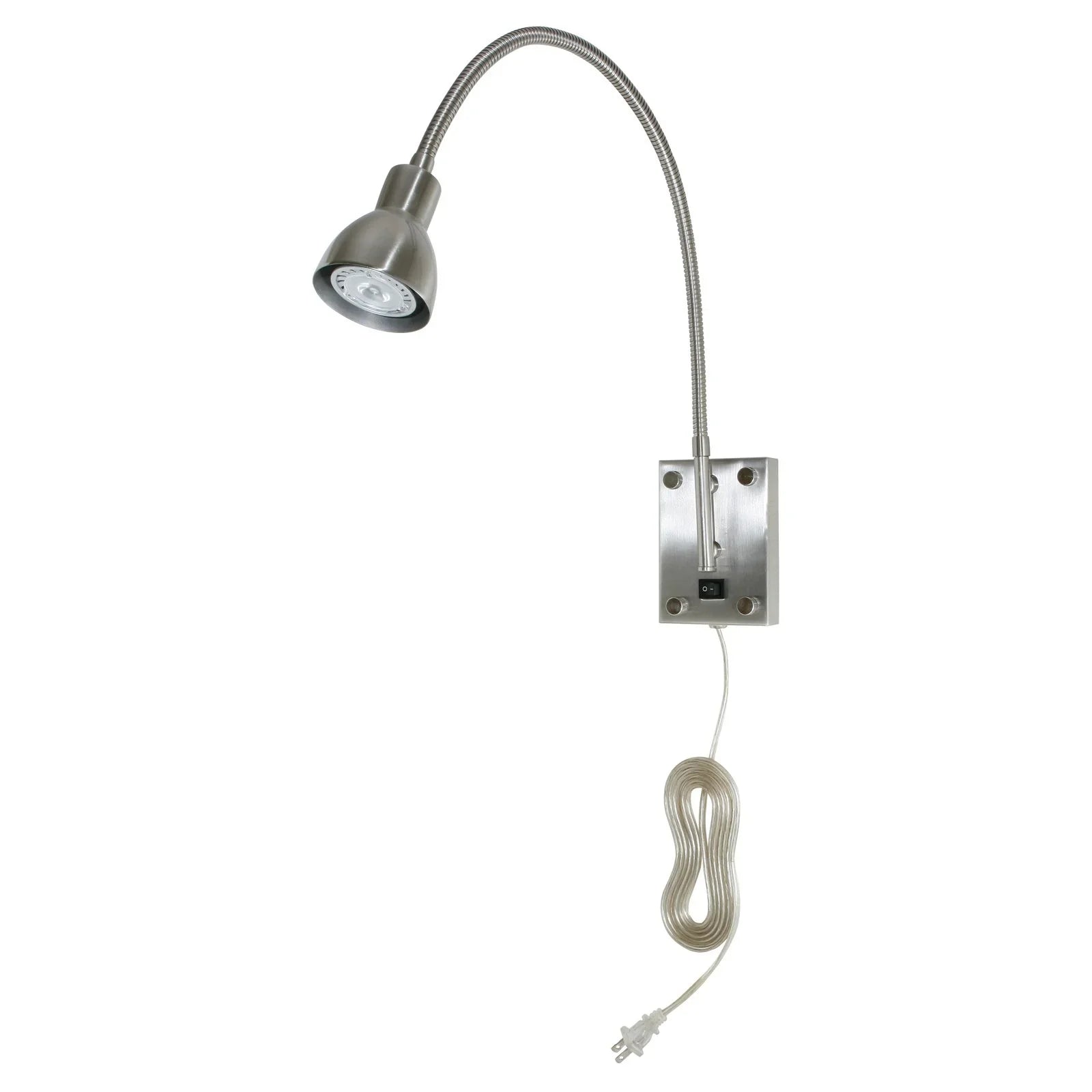 in Metal Wall Gooseneck 3.5" Cal LED Lamp Durable Silver Lighting Reading
