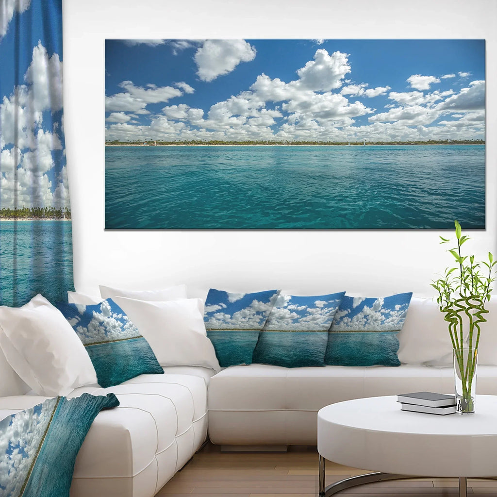 Canvas Sea" x Designart Oversized in. Beach "White ART DESIGN 20 12 high Fluffy Over in. Clouds Artwork wide