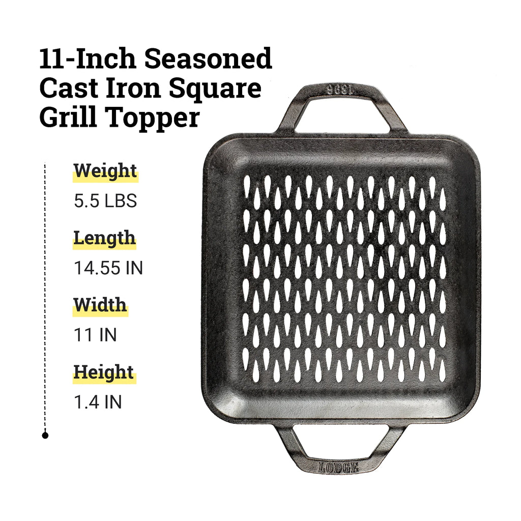 Lodge LC11SGT 11 Grill Topper inch Iron Cast Square