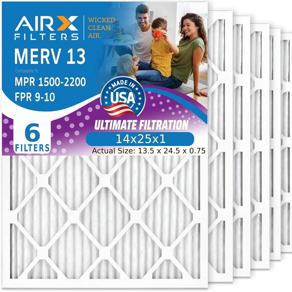 14x25x1 Filters FILTERS AC CLEAN AIRX HVAC 2200 Electrostatic Comparable Filter 1500 Air Pleated Pack MPR Premium Furnace 9 & - Air WICKED Filter 6 by MERV USA AIR. Made 13 to Conditioner FPR 14x25x1
