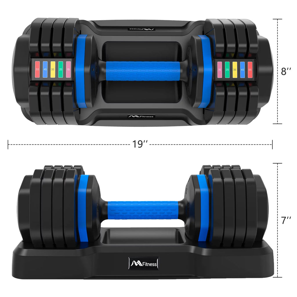 Dumbbell Handle Workout 55lb Set for with with Fast Turning by Full Dumbbell of - Body Anti-Slip x2 Weight Tray, Exercise 2 Fitness Suitable Dumbbell Adjust Adjustable Handle,