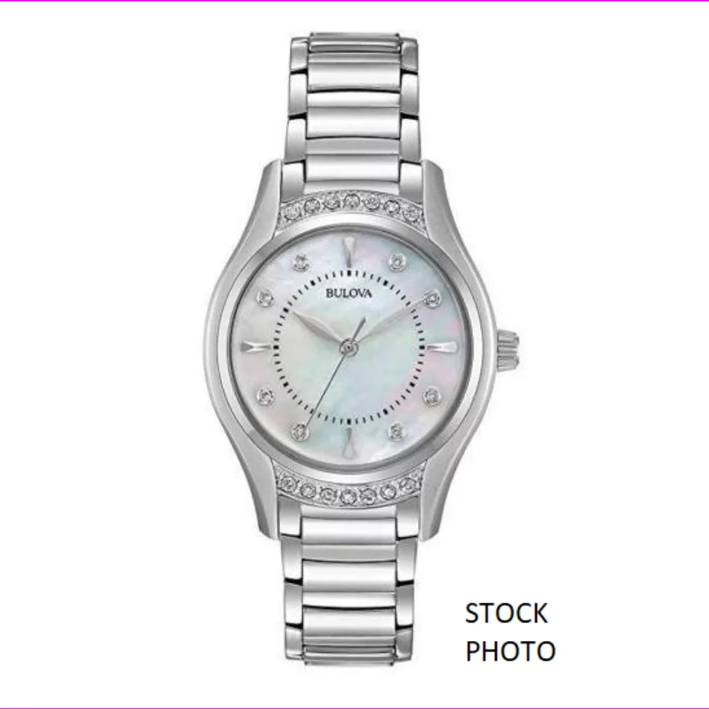 Watch Diamonds Bulova Mother Dial Dress of Pearl 96R216 White Women's 16