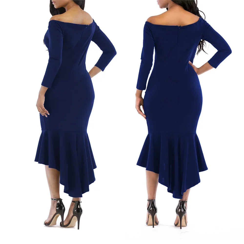 Party V Formal Long Sleeve Casual Women's Prom KISSMODA Neck Dresses Cocktail 3/4 Ball Bodycon Dresses Maxi Bridesmaid