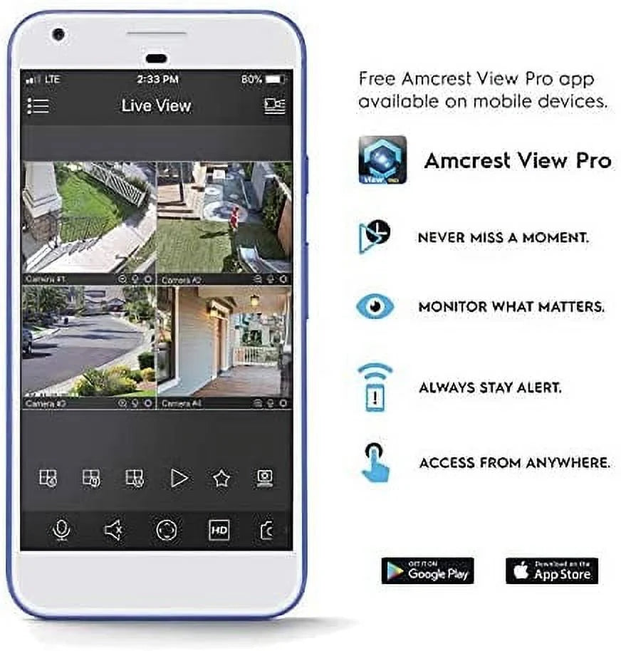 Recording, 2.8mm 4K (8MP) 131ft (2PACK-IP8M-2496EW) Amcrest Camera, POE 2-Pack Bullet 3840x2160, MicroSD NightVision, Weatherproof, IP67 Lens, White IP UltraHD