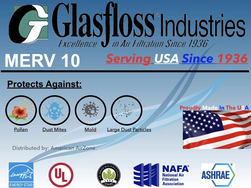 '- - or USA. Home MERV Made HVAC - - Pleated 10 Filter Glasfloss (Pack The AC Office Filter Air - 6) Furnace Filter In - or of Air 15x20x2 2" Air