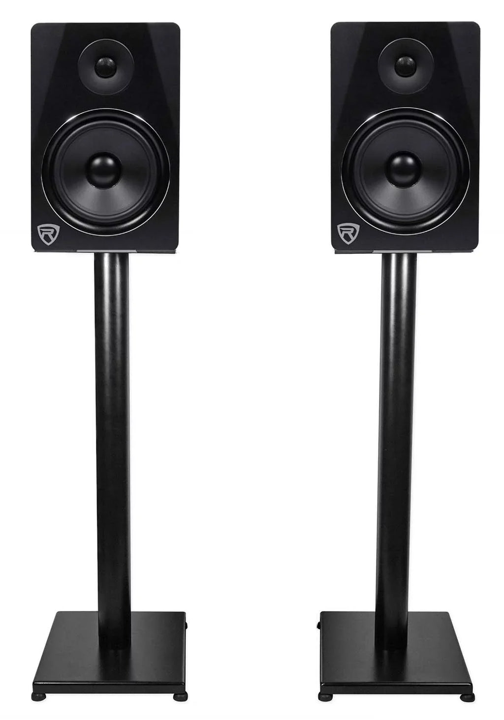 and 29" Stands Studio Monitor Speaker RS29B - Rockville Pair Black Steel Bookshelf