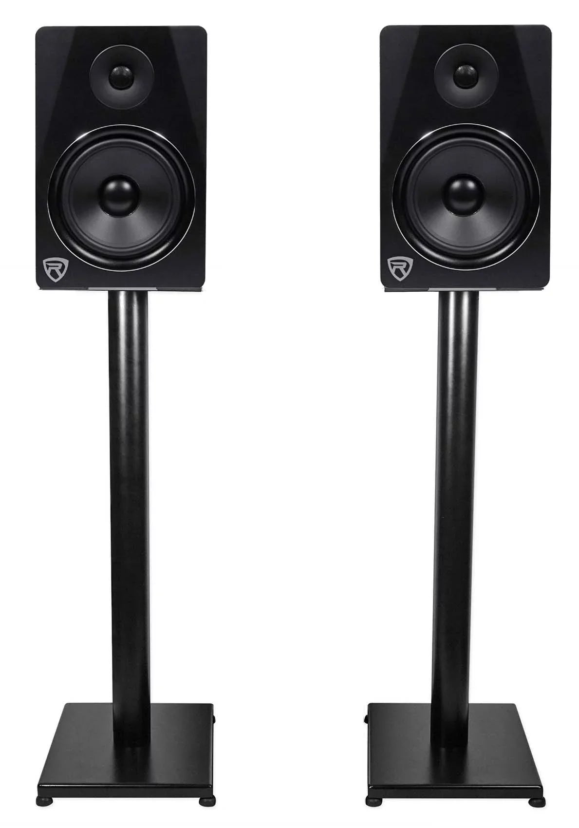 and 29" Stands Studio Monitor Speaker RS29B - Rockville Pair Black Steel Bookshelf