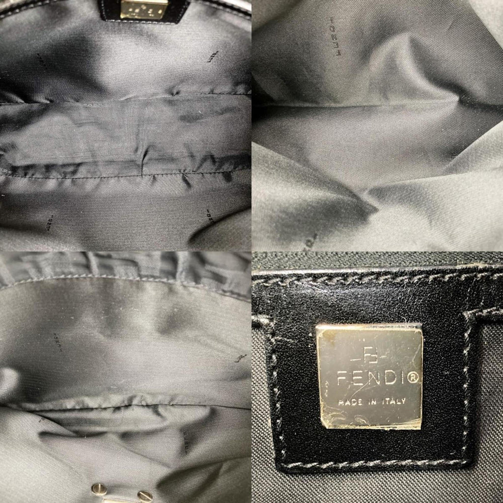 (Good) pattern Pre-Owned FENDI Zucca 15786 tote ladies canvas nylon handbag bag black