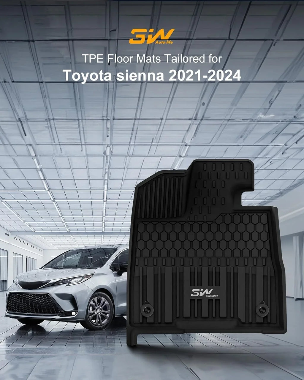 3W Mats Sienna 7 fit Toyota seat TPE Sienna weather Liner Seat Floor for 7 Car Floor 2021-2024 All