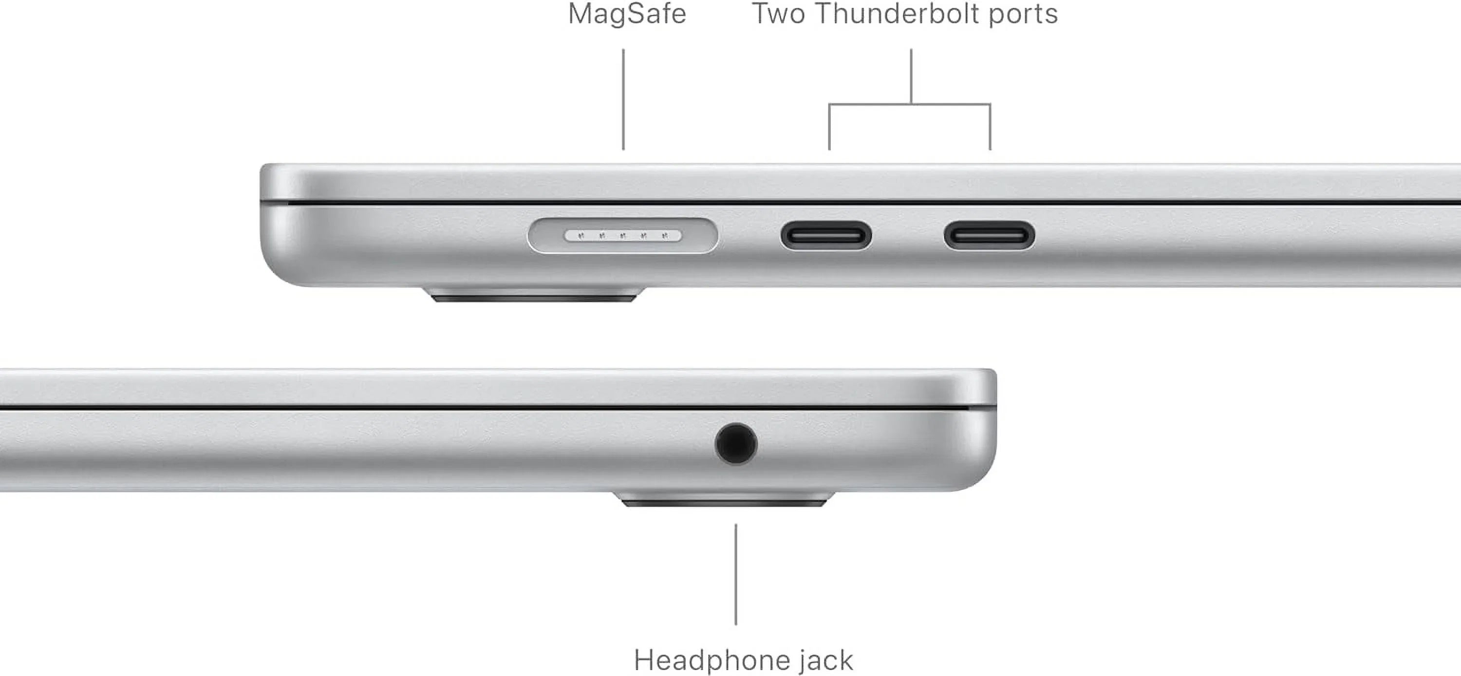 '- 10-core 8-core CPU GPU, and Spanish - 8GB, M3with 256GB Laptop_MacBookAir SSD Silver 15" 2024 Keyboard
