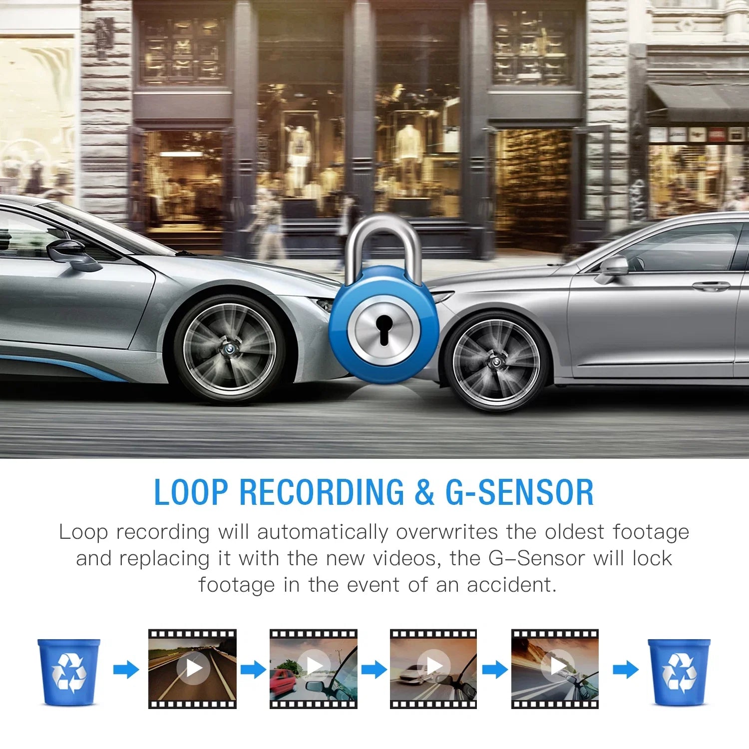 TOGUARD Camera Front Cam Parking LCD Car Inside Dual Loop and Dash 1080P G-Sensor, Vision 3" Screen Recording with Camera Monitor, Night IR Dash