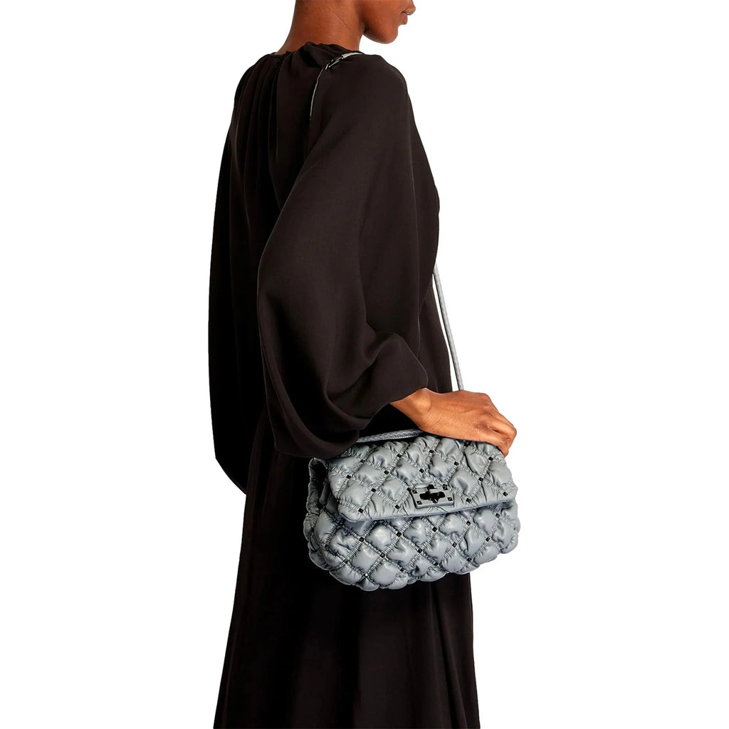 Spike Bag Gray Garavani Medium Me Leather Valentino Crossbody