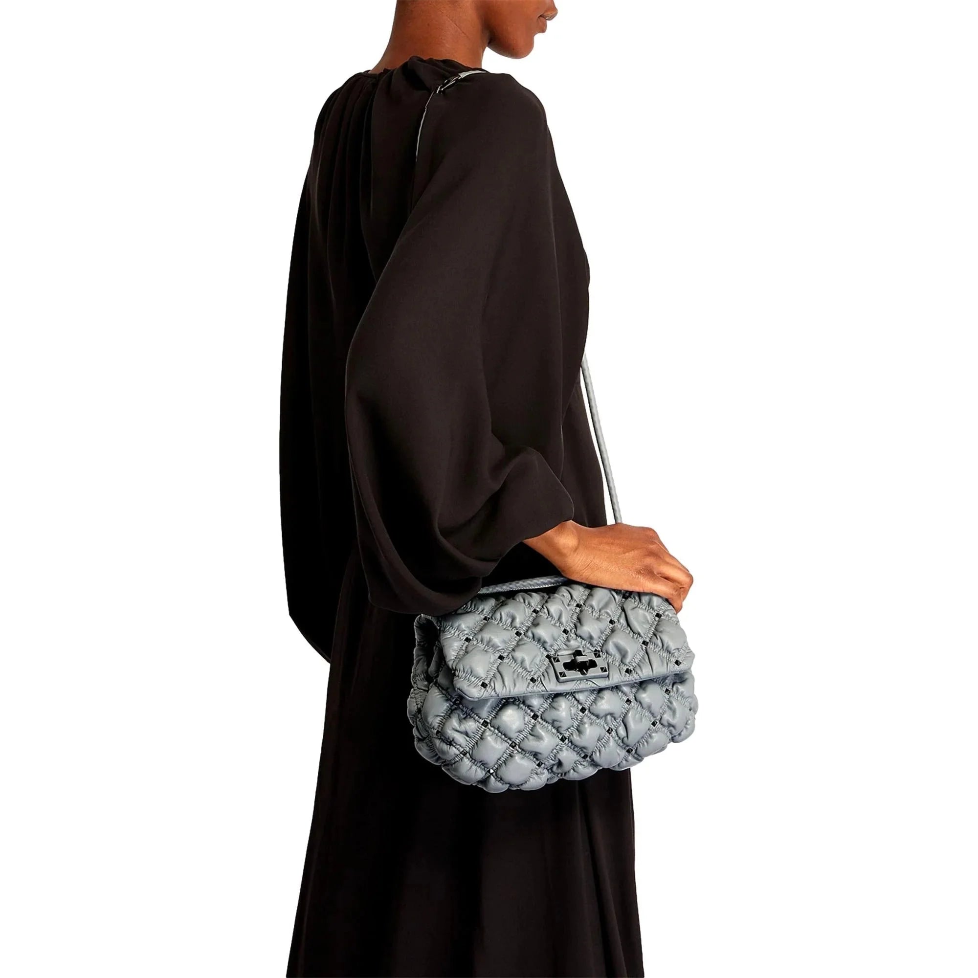 Spike Bag Gray Garavani Medium Me Leather Valentino Crossbody