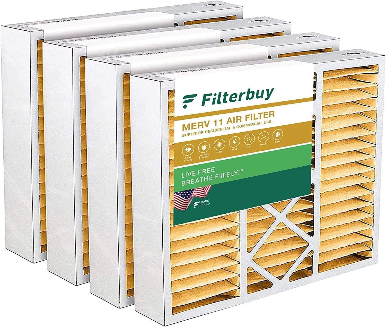 for Pleated FC100A1003 Honeywell AC (4-Pack) HVAC Air 11 Filterbuy Furnace Filters 16x20x5 MERV