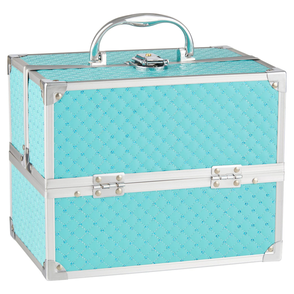 Color, Teal Train Makeup trays, 4 Cosmetics 9.85" 7.9" 6.7" Organizer, x Case x