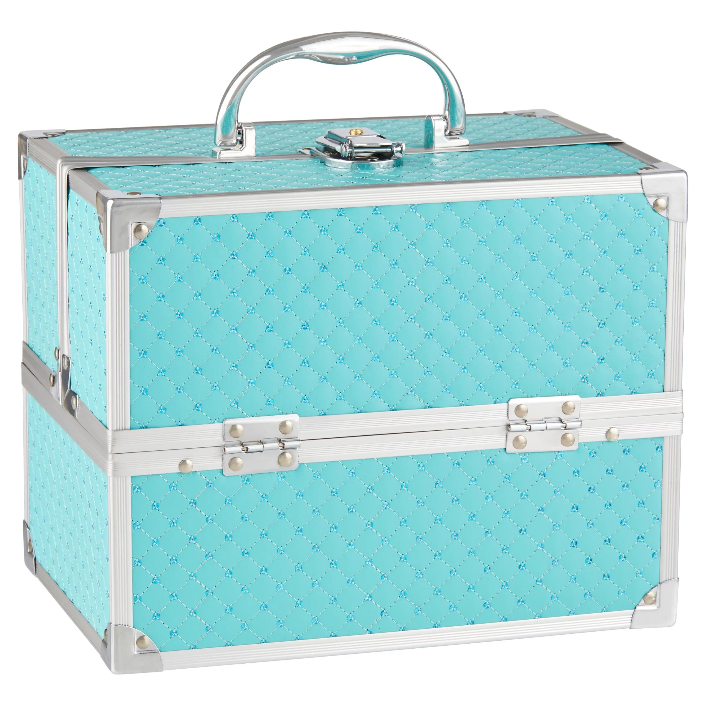 Color, Teal Train Makeup trays, 4 Cosmetics 9.85" 7.9" 6.7" Organizer, x Case x
