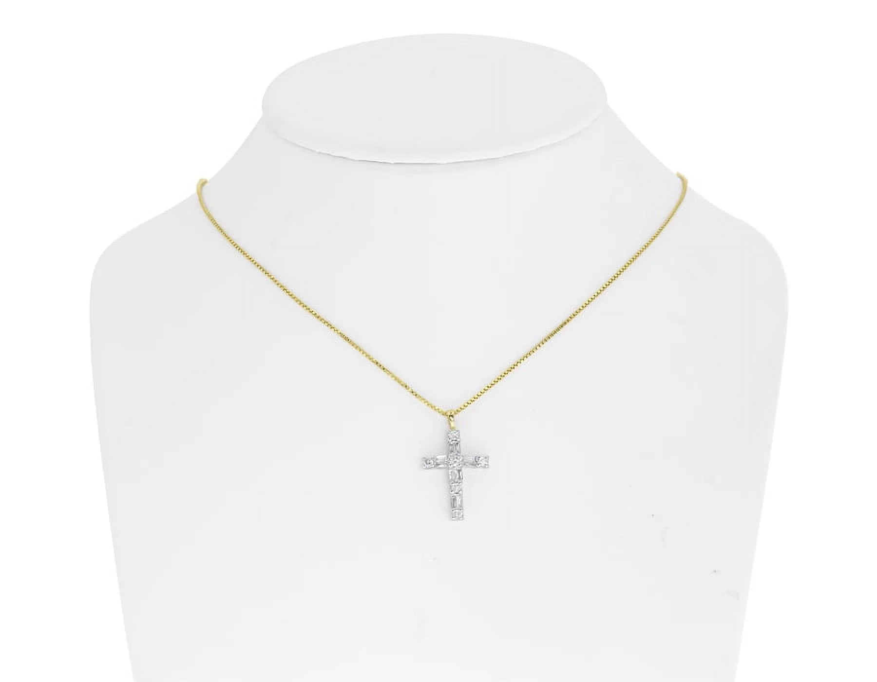 Baguette Diamond (0.50 Gold 14k Mini ct) Yellow Round Cross