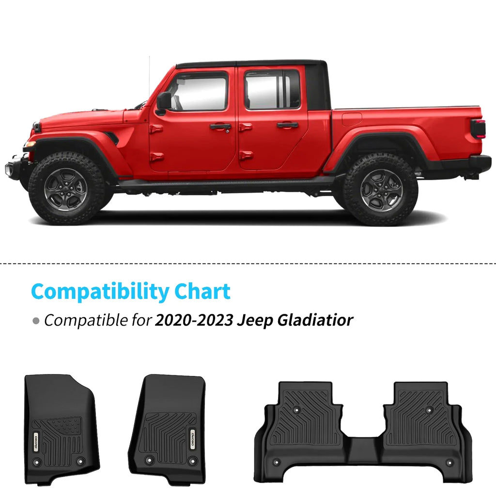 4 Floor Carpet Door Liners for 20-23 Ledkingdomus TPE Jeep Mats Floor Gladiator