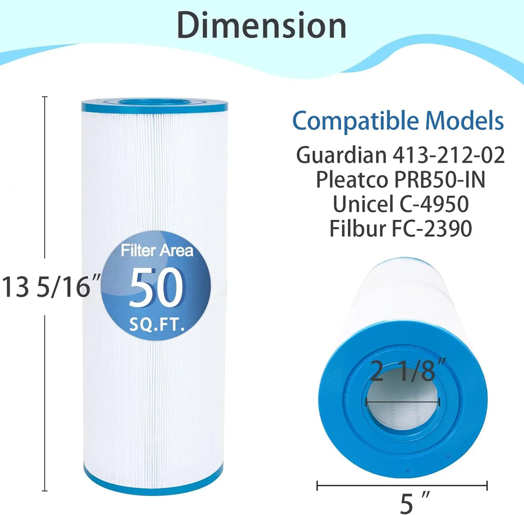 sq.ft Replacement Pleatco FC-3915 30 Springs Hot C-6430, Spa Cartridge Hot Unicel 2-Pack for Filters PWK30, Filters Filbur Tub Watkins 31489,
