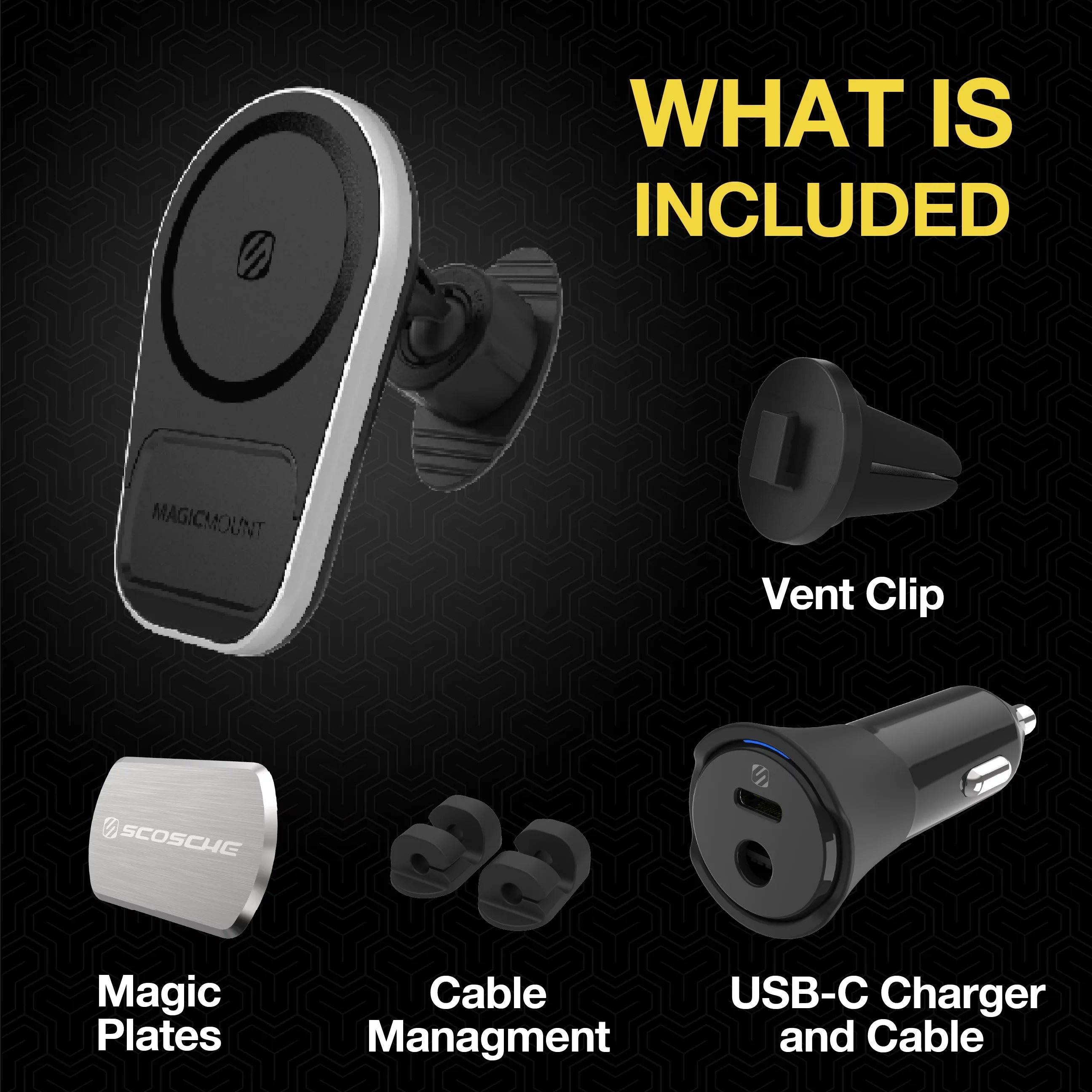 Dash/Vent Galaxy iPhone, Compatible Mount W/ Charging Scosche Magnetic Wireless MagSafe MPQ5DV-SP1
