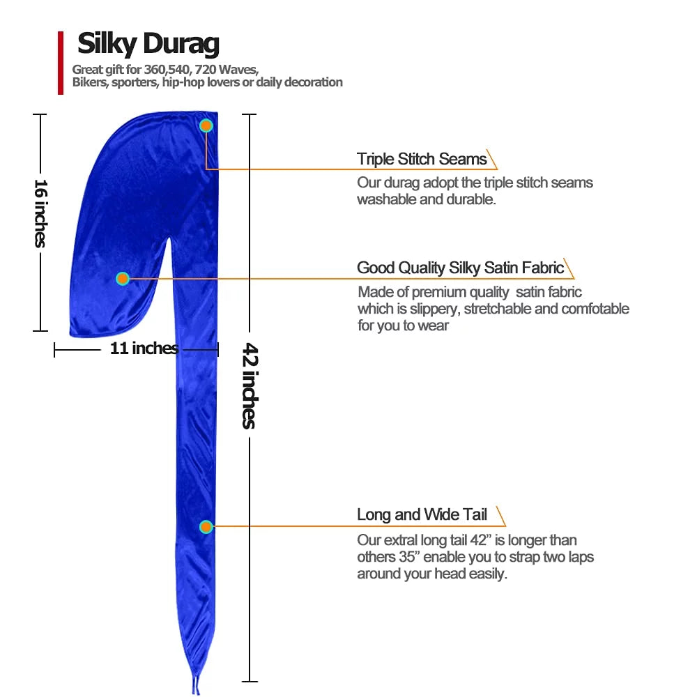Silk Perfect Pcs Men Waves 4 Durag for ASKNOTO Headwraps Pcs with Silky 360 4 and Long Cap Tail Wave