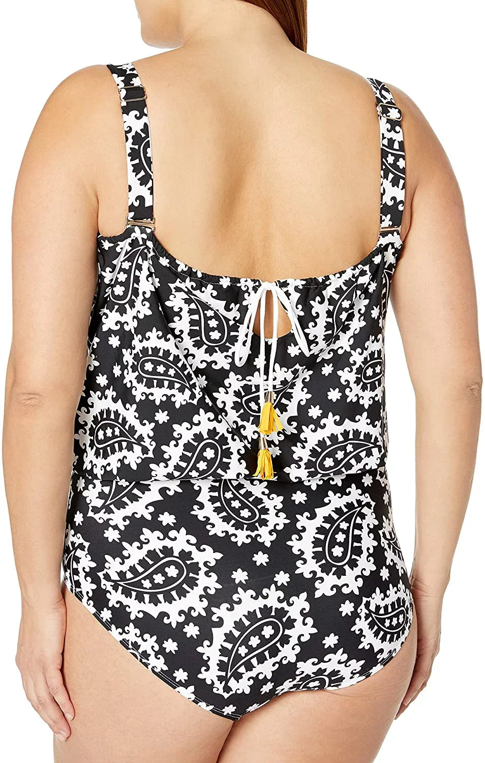 20W, Black/White Blouson ANNE Swimsuit, NWOT Bandeau COLE Piece US One