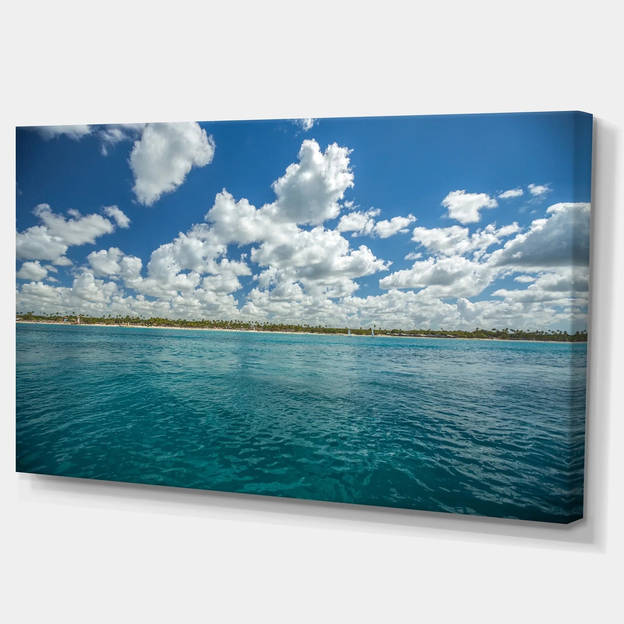 Canvas Sea" x Designart Oversized in. Beach "White ART DESIGN 20 12 high Fluffy Over in. Clouds Artwork wide