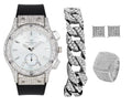 Jewerly Bracelet, SLV) & Ring Lit! Bling ASIN: Hop Bling-ed It's - w/Cuban SB & B0CHF5CL34 Kite Earrings Set Out Chain Watch Hip GJM13 ST10311 (8,