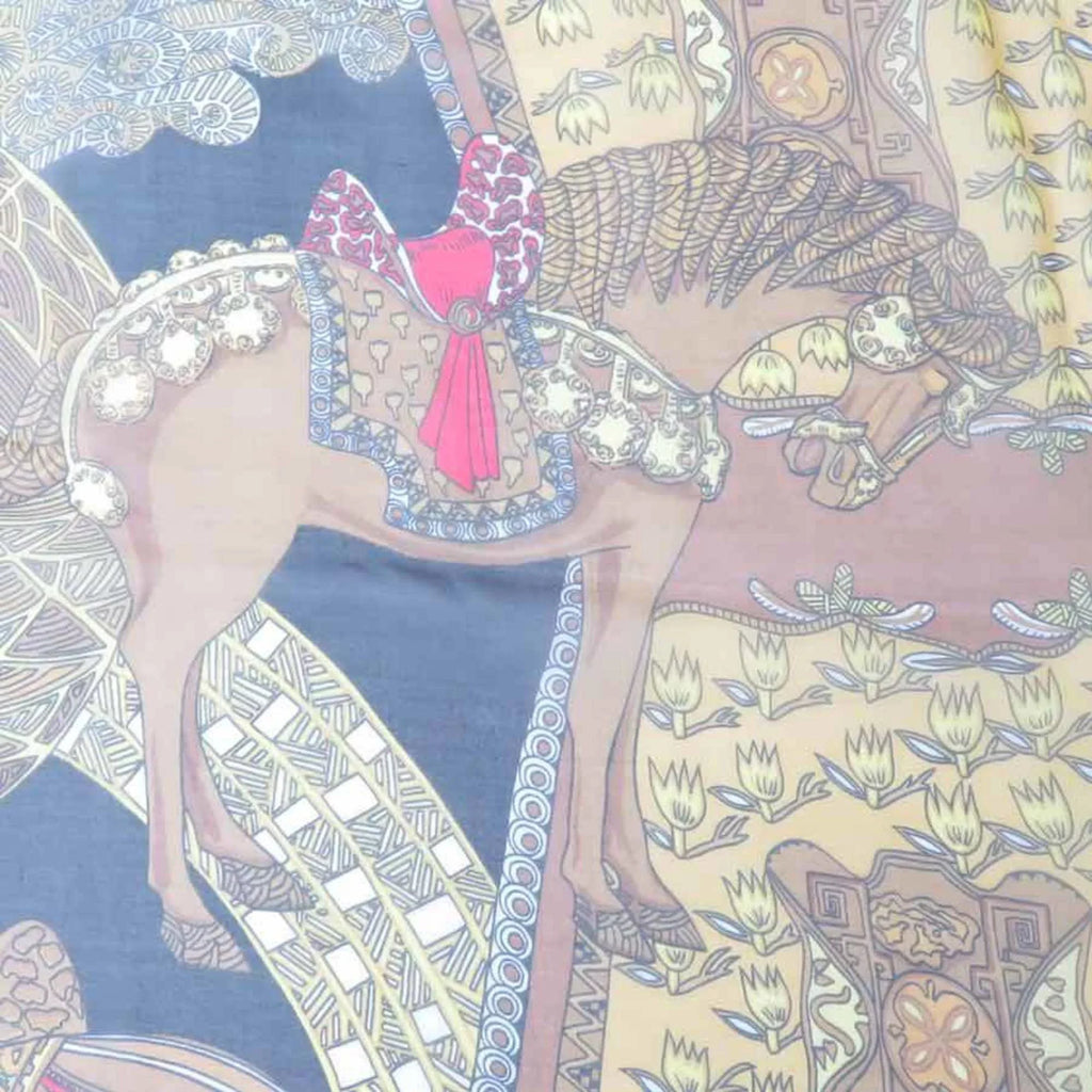 Multicolor STEPES des Silk Hermes HERMES ART Scarf Step Art/Estimated x Unisex (Good) Black Pre-Owned