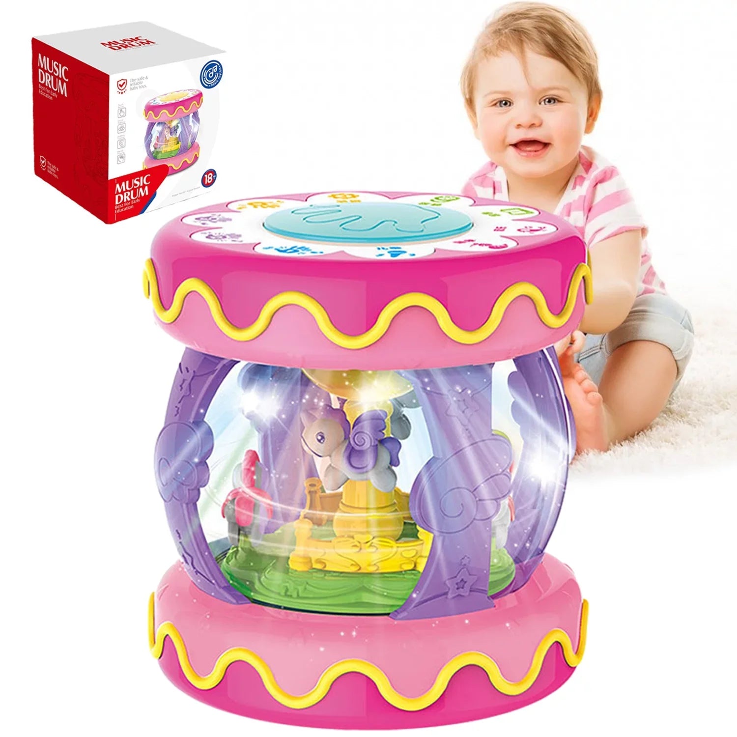 6 Unicorn Girls Sytle-Carry Toddlers 12-18 Baby 12 Up Months, Toys Toys 3+ Baby 2 Rotating Old Boys Years Learning to Light for Infant Toys Musical Months, 1