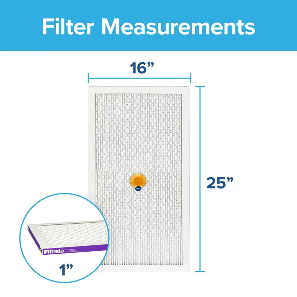 Virus, 12, Allergen, Filter Bacteria 1500 Air MPR Smart Filtrete MERV Filter, 16x25x1 1