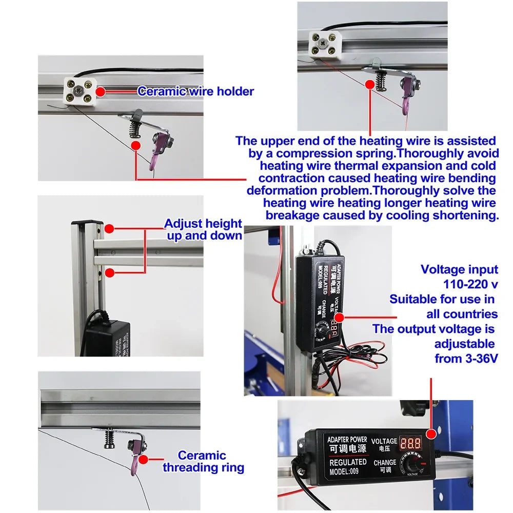 Electric Hotwire PreAsion Tabletop Molti-functional Cutter Machine Vertical Cutting 110-220V Rotary Hot