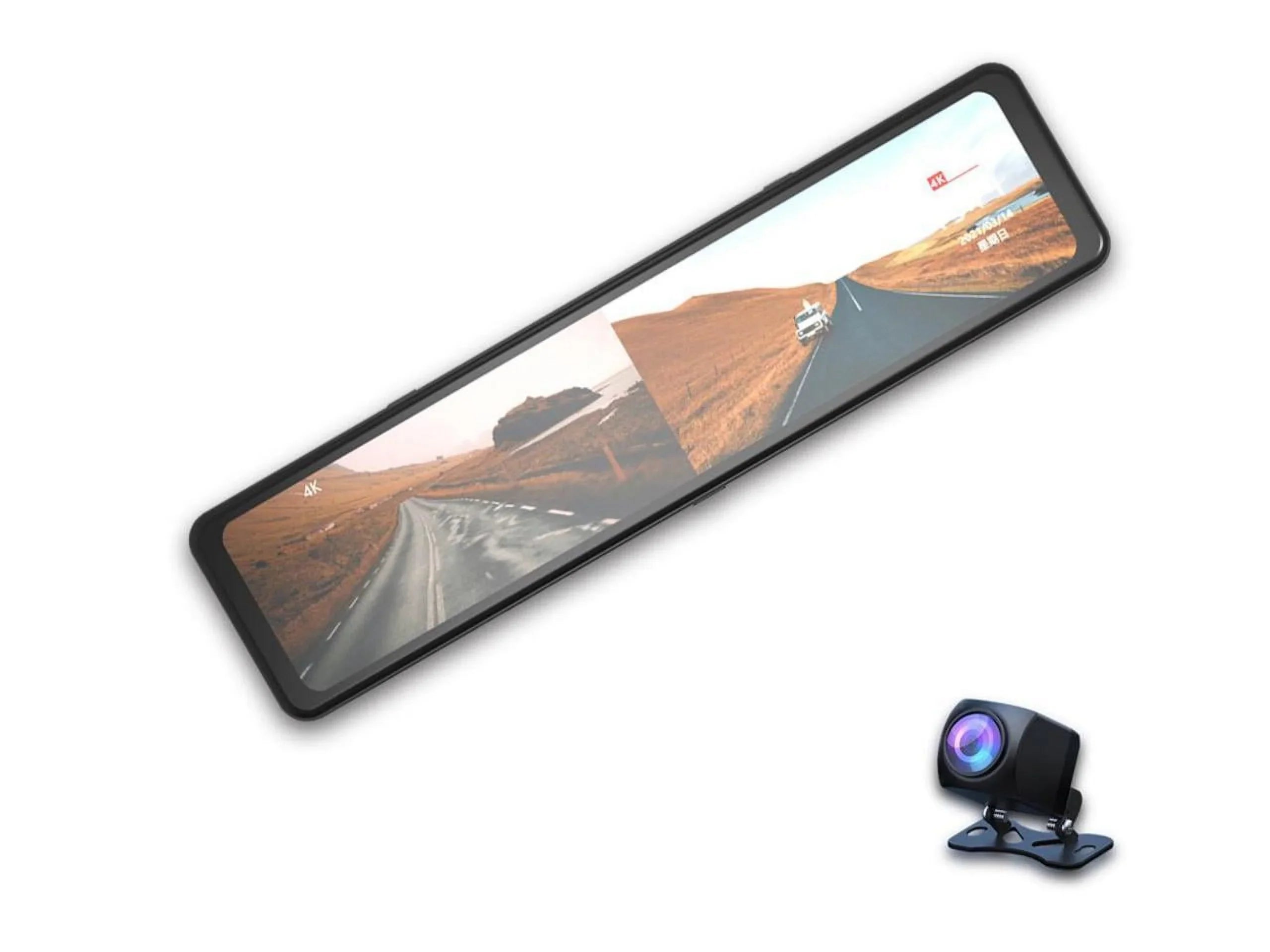 IPS Cars Mirror Vision,GPS with Mirror Touch Rearview Backup Sensor,Night for Camera,12" Cam Assistance/Monitor Screen Full 4K Parking Dash Tracking,