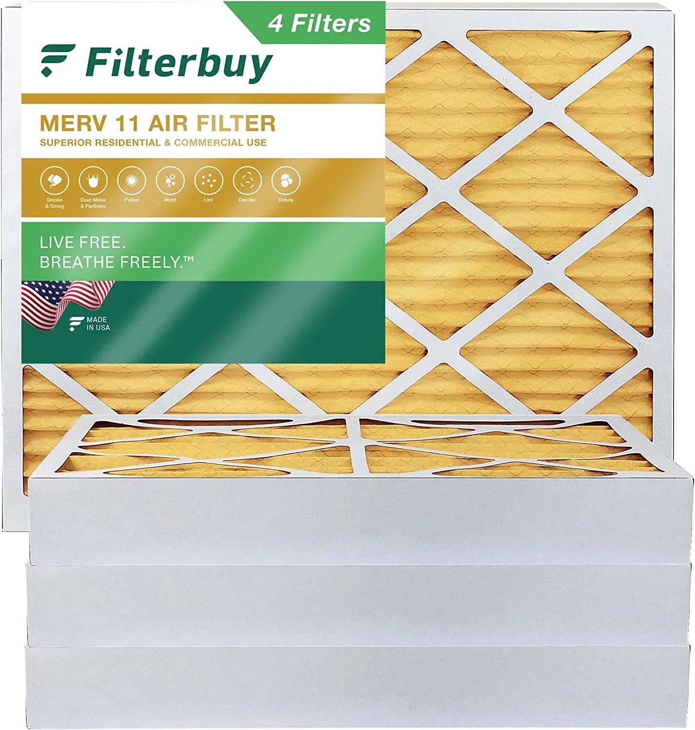 Air Filters HVAC Furnace AC Pleated MERV (4-Pack) 12x15x4 Filterbuy 11