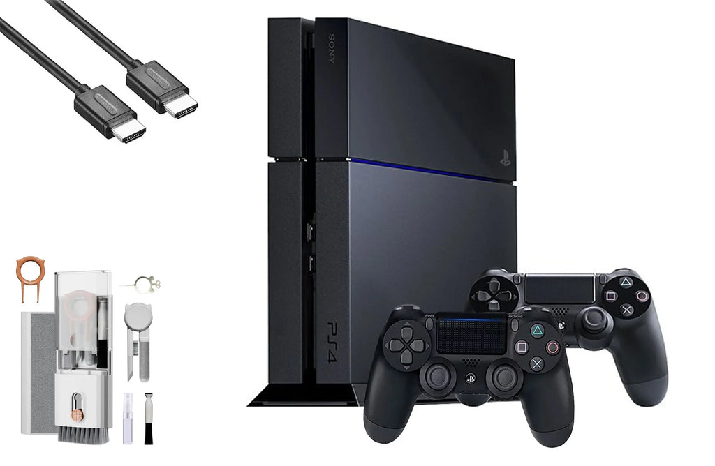 Controller with BOLT 4 (Refurbished: Black Cable Kit Gaming AXTION Pre-Owned HDMI Console PlayStation Like Sony New) Bundle 2 Cleaning 500GB