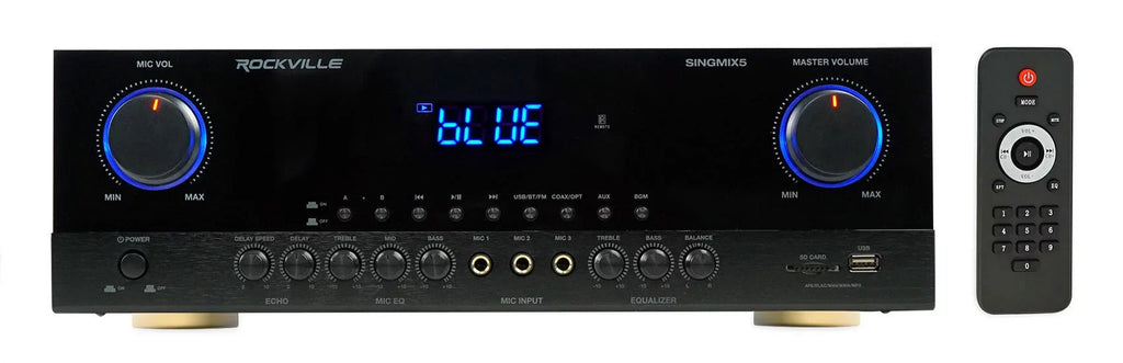 2000w Rockville Mixer+(2) Speakers 5 Receiver Black Bluetooth Home Tower SINGMIX