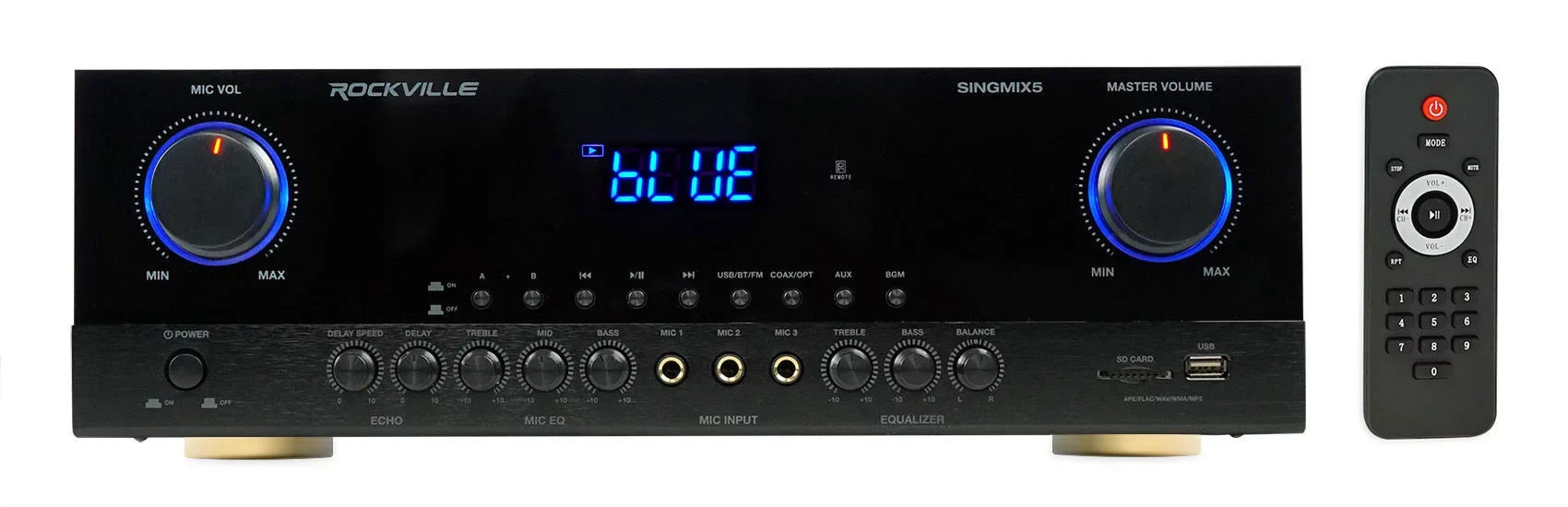 2000w Rockville Mixer+(2) Speakers 5 Receiver Black Bluetooth Home Tower SINGMIX