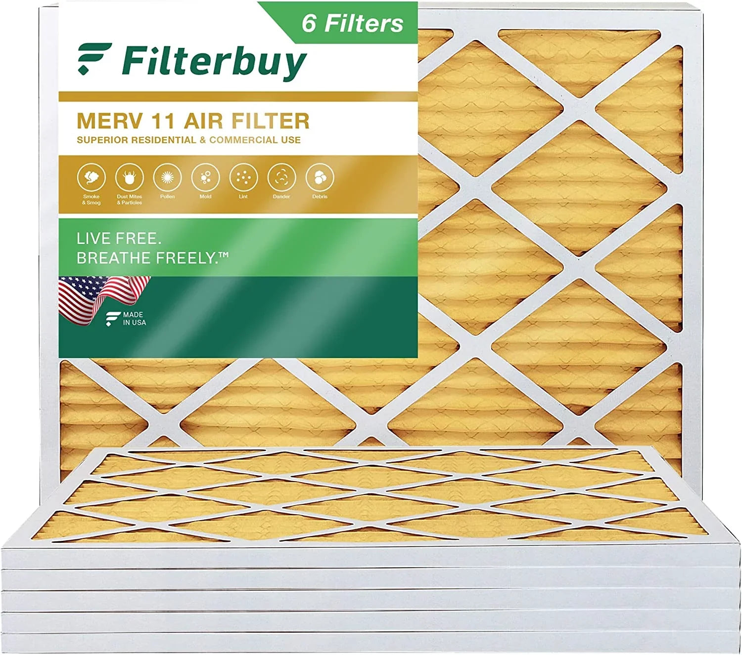 Air Pleated AC Furnace (6-Pack) Filterbuy HVAC 16x21x1 MERV Filters 11