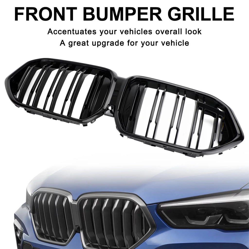 2020-2022 Black W/Camera Hole Front for BMW Grille M50i X6 Fit Grill G06 Bumper