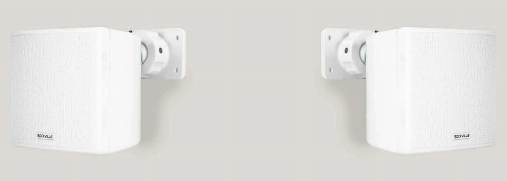 Restaurant White 3.5" Swivel Mount Wall 70v 4 Speakers Cube Rockville Commercial