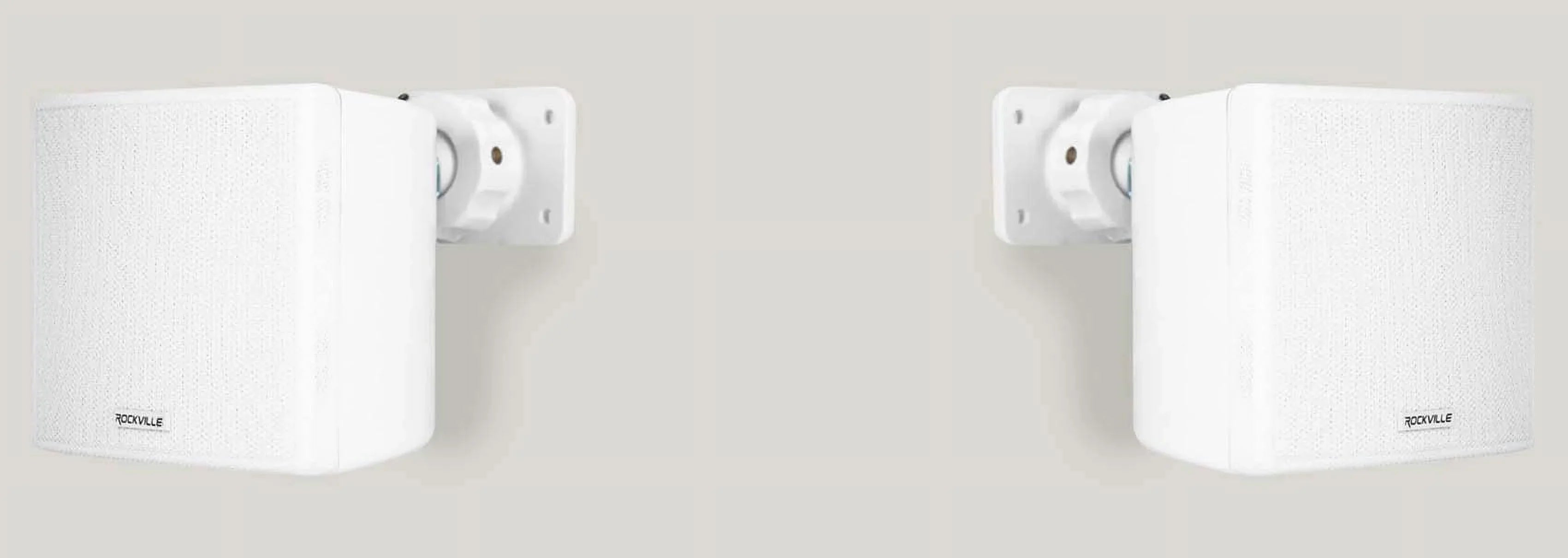 Restaurant White 3.5" Swivel Mount Wall 70v 4 Speakers Cube Rockville Commercial