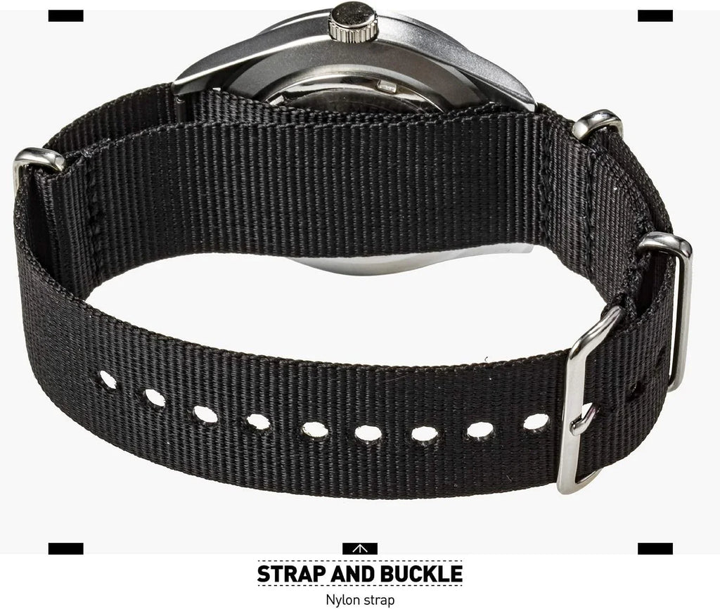 Men Wrist Outdoor Work Field Wristwatch, Band Mens Hr Waterproof Watches Watch, Nylon Army 12/24 Tactical Date Casual Analog Day Military Black Sport for