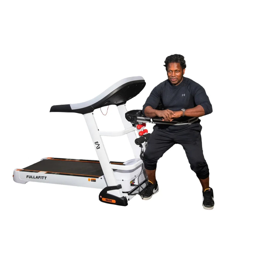FULLAFITT, Folding Wide Massage Speakers, Preset Belt, 4.5HP, by Bluetooth, Running Programs, Grip, Free Monitor, Treadmill Pressure LED Pulse Best World Board