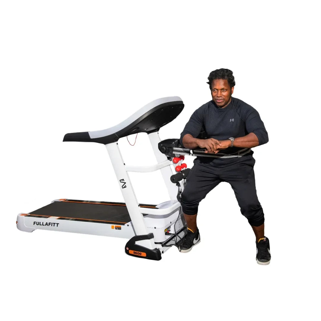 FULLAFITT, Folding Wide Massage Speakers, Preset Belt, 4.5HP, by Bluetooth, Running Programs, Grip, Free Monitor, Treadmill Pressure LED Pulse Best World Board