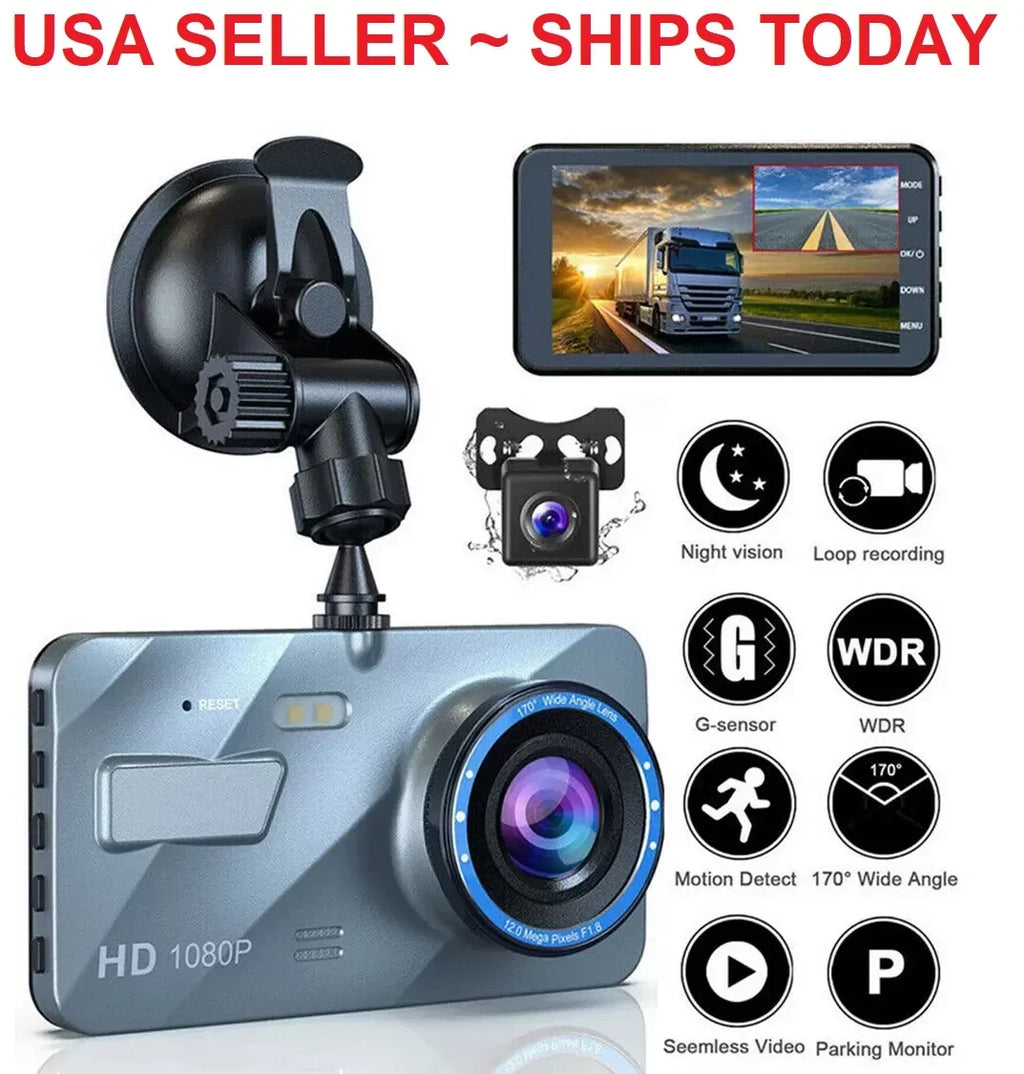DVR Front Screen 1080P Dash Lens and Car Cam Rear Touch Camera 4" Dual Recorder