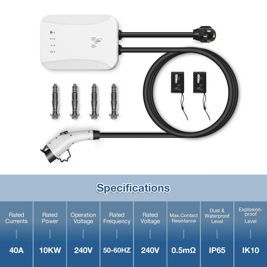 Standard with 14-50 Charging ft NEMA ) Cable, 25 EV Indoor/Outdoor Level Station (40 J1772 240 Volt 14-50 Electric Charger NEMA Vehicle Plug Car Charging Portable SAE Amp, Charger 2